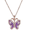 Amethyst (1 ct. t.w.) & White Topaz Accent Butterfly Pendant Necklace in 14k Rose Gold-Plated Sterling Silver