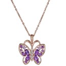 Amethyst (1 ct. t.w.) & White Topaz Accent Butterfly Pendant Necklace in 14k Rose Gold-Plated Sterling Silver Amethyst (1 ct. t.w.) & White Topaz Accent Butterfly Pendant Necklace in 14k Rose Gold-Plated Sterling Silver