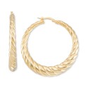 Graduated Textured Medium Hoop Earrings in 14k Gold-Plated Sterling Silver, 40mm