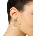 Graduated Textured Medium Hoop Earrings in 14k Gold-Plated Sterling Silver, 40mm