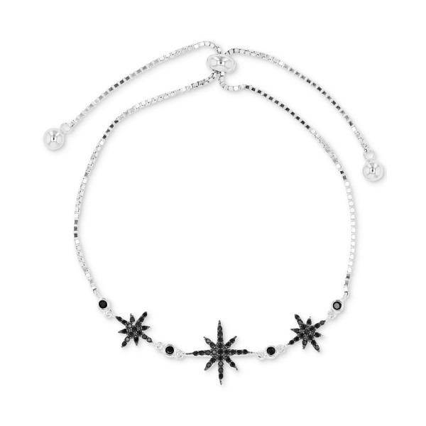 Black Spinel Starburst Chain Bracelet (1/2 ct. t.w.) in Sterling Silver