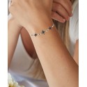 Black Spinel Starburst Chain Bracelet (1/2 ct. t.w.) in Sterling Silver