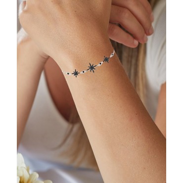 Black Spinel Starburst Chain Bracelet (1/2 ct. t.w.) in Sterling Silver Black Spinel Starburst Chain Bracelet (1/2 ct. t.w.) in Sterling Silver