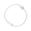 Cubic Zirconia Round Cut Love Tennis Bracelet in Sterling Silver