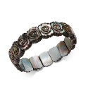 Black Mother-of-Pearl Rose Carved Stretch Bracelet