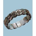 Black Mother-of-Pearl Rose Carved Stretch Bracelet