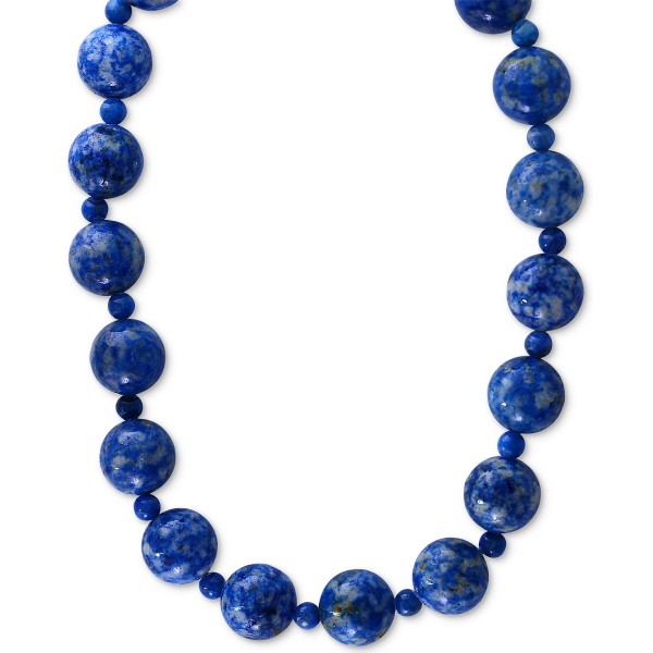 Lapis Lazuli (4 & 12mm) Beaded Collar Necklace in 14k Gold