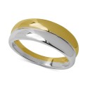 Polished Double Row Two-Tone Band in Sterling Silver & 18k Gold-Plate