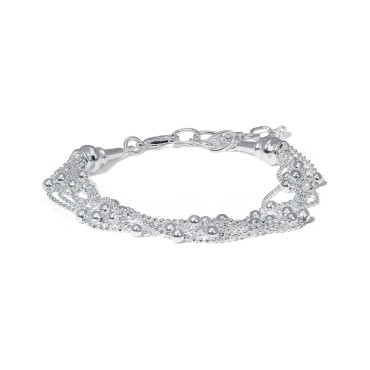 Beaded Multi Strand Bracelet in Silver Plate or 18k Gold Plate Beaded Multi Strand Bracelet in Silver Plate or 18k Gold Plate