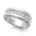 Men's Nine-Stone Diamond Ring in 10k White Gold (1/4 ct. t.w.)