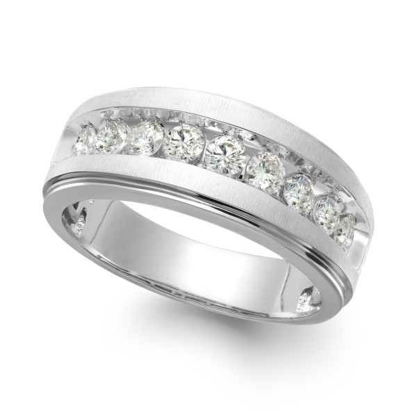 Men's Nine-Stone Diamond Ring in 10k White Gold (1/4 ct. t.w.)