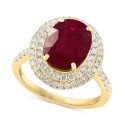 Ruby (4 ct. t.w.) & Diamond (5/8 ct. t.w.) Oval Double Halo Ring in 14k Gold