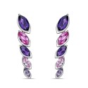 Alternating Purple Amethyst, Pink Amethyst and Pink Sapphire Marquise Bezel Set Drop Earrings in Sterling Silver