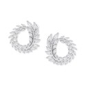 Cubic Zirconia Wreath Spiral Hoop Earrings in Sterling Silver