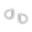 Cubic Zirconia Wreath Spiral Hoop Earrings in Sterling Silver