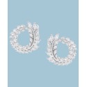 Cubic Zirconia Wreath Spiral Hoop Earrings in Sterling Silver