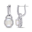 Opal (2-1/5 ct. t.w.) and White Topaz (7/8 ct. t.w.) Hinged Hoop Charm Earrings in Sterling Silver Opal (2-1/5 ct. t.w.) and White Topaz (7/8 ct. t.w.) Hinged Hoop Charm Earrings in Sterling Silver