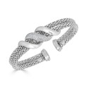 Diamond Swirl Double Row Cuff Bracelet (3/8 ct. t.w.) in Sterling Silver