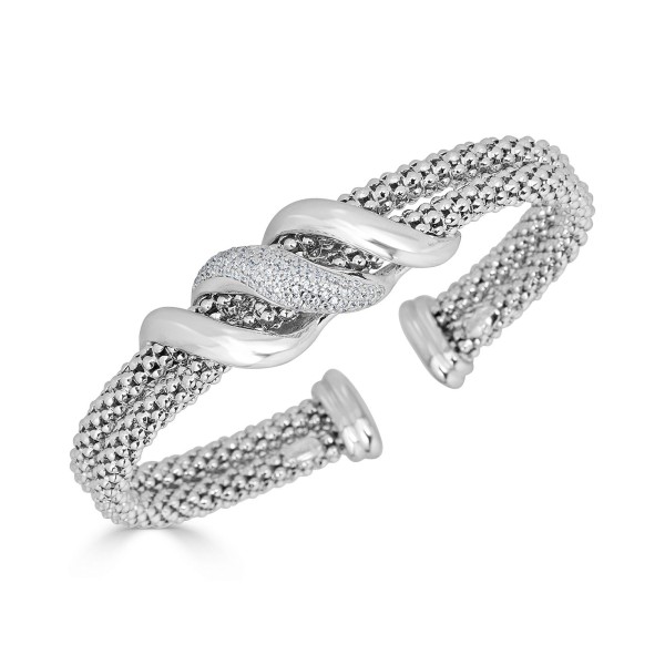 Diamond Swirl Double Row Cuff Bracelet (3/8 ct. t.w.) in Sterling Silver