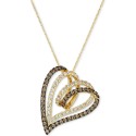 Nude Diamond (3/4 ct. t.w.) Double Heart Pendant Necklace in 14k Gold, 18