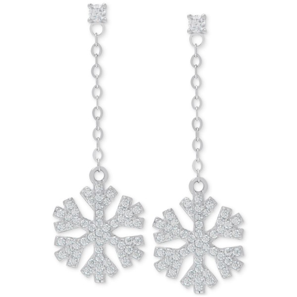 White Sapphire Snowflake Drop Earrings (1-1/10 ct. t.w.) in Sterling Silver