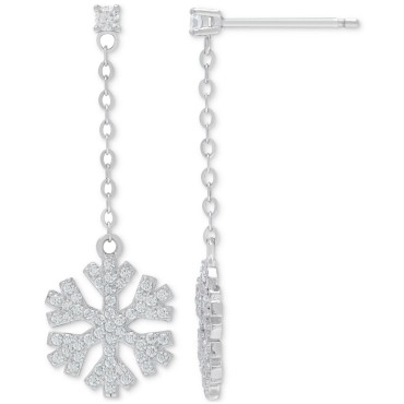 White Sapphire Snowflake Drop Earrings (1-1/10 ct. t.w.) in Sterling Silver White Sapphire Snowflake Drop Earrings (1-1/10 ct. t.w.) in Sterling Silver