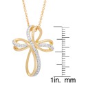 Two Tone Diamond Accent Ribbon Cross Pendant 18