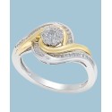 Diamond Cluster Two-Tone Swirl Ring (1/3 ct. t.w.) in Sterling Silver and 14k Gold