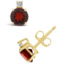 Garnet (1-1/3 ct. t.w.) and Diamond Accent Stud Earrings in 14K Yellow Gold