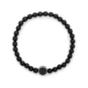 Men's Black Agate Cross Bead Bracelet