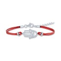 Diamond Accent Hand Red Cord Bracelet in Sterling Silver