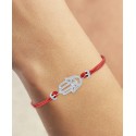 Diamond Accent Hand Red Cord Bracelet in Sterling Silver