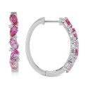 Ruby (1-1/3 ct. t.w.) & Pink Sapphire (2 ct. t.w.) Small Hoop Earrings in Sterling Silver, 1