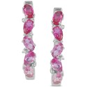 Ruby (1-1/3 ct. t.w.) & Pink Sapphire (2 ct. t.w.) Small Hoop Earrings in Sterling Silver, 1