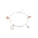 Genuine Pave Crystal Heart, Flower and Leaf Bracelet