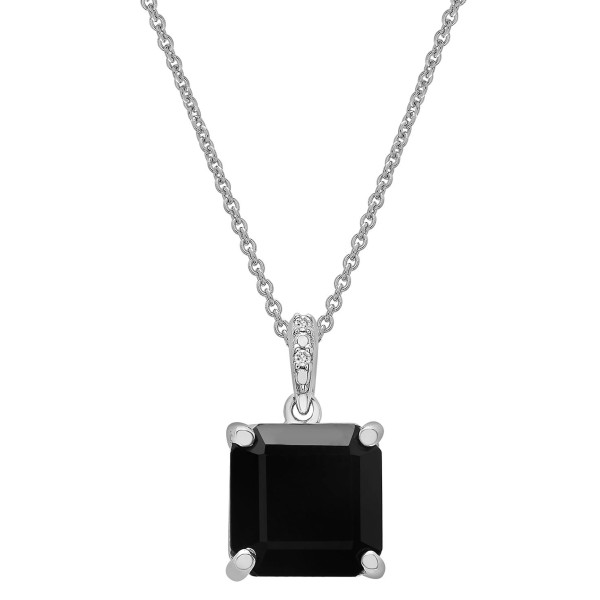 3-Pc. Set Onyx & Diamond Accent Square-Cut Pendant Necklace, Ring and Stud Earrings in Sterling Silver