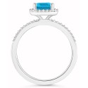 Blue Topaz (2 ct. t.w.) and Sapphire (1/4 ct. t.w.) Halo Ring in 10K White Gold