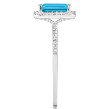 Blue Topaz (2 ct. t.w.) and Sapphire (1/4 ct. t.w.) Halo Ring in 10K White Gold Blue Topaz (2 ct. t.w.) and Sapphire (1/4 ct. t.w.) Halo Ring in 10K White Gold