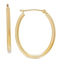 Polished Oval Tube Hoop Earrings in 10k Gold, 1 inch