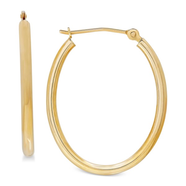 Polished Oval Tube Hoop Earrings in 10k Gold, 1 inch