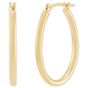 Polished Oval Tube Hoop Earrings in 10k Gold, 1 inch