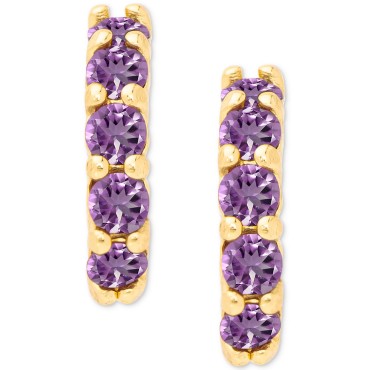 2-Pc. Set Amethyst (3/4 ct. t.w.) Hoop & White Sapphire (1/3 ct. t.w.) Stud Earrings in 14k Gold-Plated Silver 2-Pc. Set Amethyst (3/4 ct. t.w.) Hoop & White Sapphire (1/3 ct. t.w.) Stud Earrings in 14k Gold-Plated Silver