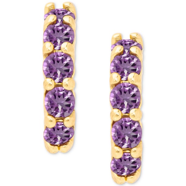 2-Pc. Set Amethyst (3/4 ct. t.w.) Hoop & White Sapphire (1/3 ct. t.w.) Stud Earrings in 14k Gold-Plated Silver