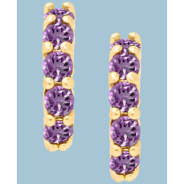 2-Pc. Set Amethyst (3/4 ct. t.w.) Hoop & White Sapphire (1/3 ct. t.w.) Stud Earrings in 14k Gold-Plated Silver 2-Pc. Set Amethyst (3/4 ct. t.w.) Hoop & White Sapphire (1/3 ct. t.w.) Stud Earrings in 14k Gold-Plated Silver