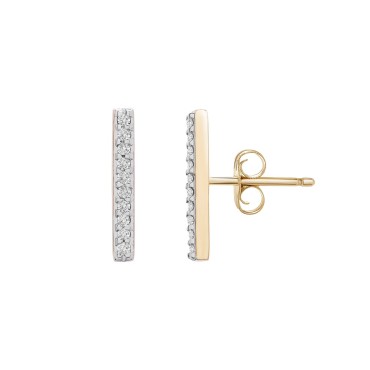 Diamond Bar Stud Earrings (1/10 ct. t.w.) in 14k Yellow Gold Diamond Bar Stud Earrings (1/10 ct. t.w.) in 14k Yellow Gold
