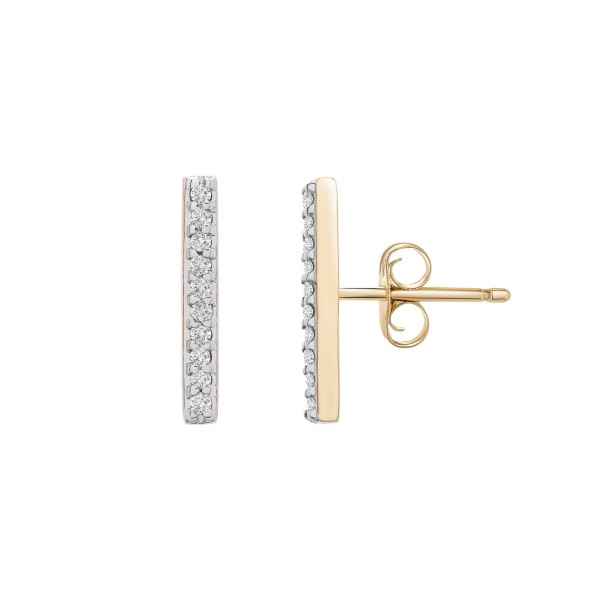 Diamond Bar Stud Earrings (1/10 ct. t.w.) in 14k Yellow Gold