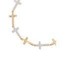 Diamond Accent Linked Cross Bracelet in Two Tone 14k Gold Plate