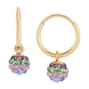 Children's 2-Pc Set Multicolor Crystal Reversible Stud & Dangle Hoop Earrings in 14k Gold-Plated Sterling Silver