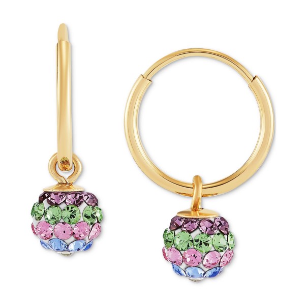 Children's 2-Pc Set Multicolor Crystal Reversible Stud & Dangle Hoop Earrings in 14k Gold-Plated Sterling Silver