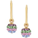 Children's 2-Pc Set Multicolor Crystal Reversible Stud & Dangle Hoop Earrings in 14k Gold-Plated Sterling Silver